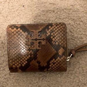 New Small McGraw Tory Burch Wallet in a Tan Python Leather